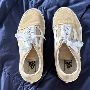 Vans Beige and White Low-Top Sneakers